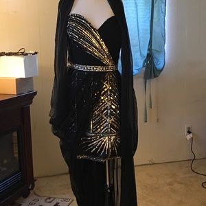 Black with gold sequins gown